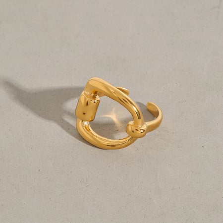 1 Piece Minimalist Series Chic Irregular Shape Stainless Steel Gold Color Women's Adjustable Rings 2