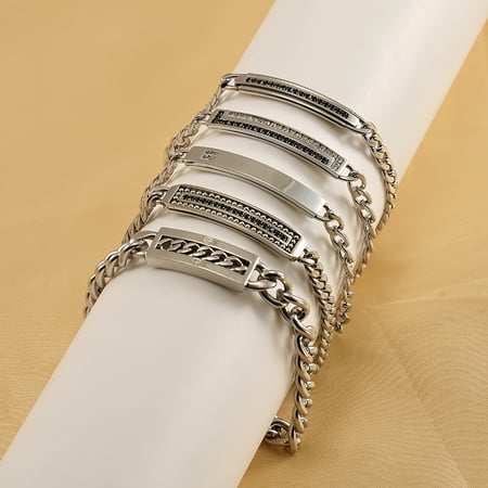 1 Piece Stylish Silver  Colored Letter Themed Couple's Bracelet 2