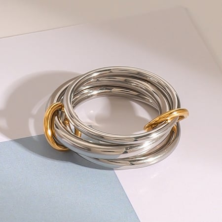 1 paar einfache serie  style ringförmige edelstahl vergoldete damen-einzelringe 2