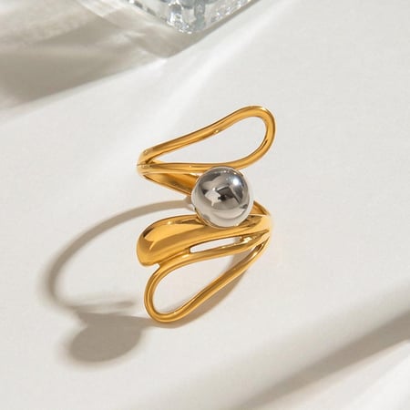 1 Piece Modern Series Fashionable Irregular Stainless Steel Gold Color Women's Single Rings 2