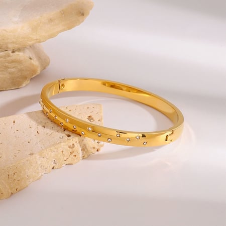 pulseras de mujer de acero inoxidable chapadas en oro con diseño de estrella de , serie romántica, 1 unidad 2