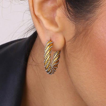 1 paire de boucles d'oreilles créoles pour femme, série romantique, en acier inoxydable plaqué or naturel 2
