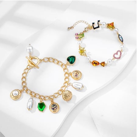 1 Piece Exquisite Series Dazzling Geometric Shape Gold Color Alloy Women's Charm Bracelets 2