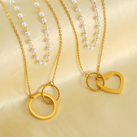 1 Piece Simple Series Love Annular Stainless Gold Color Women's Pendant Necklace 2