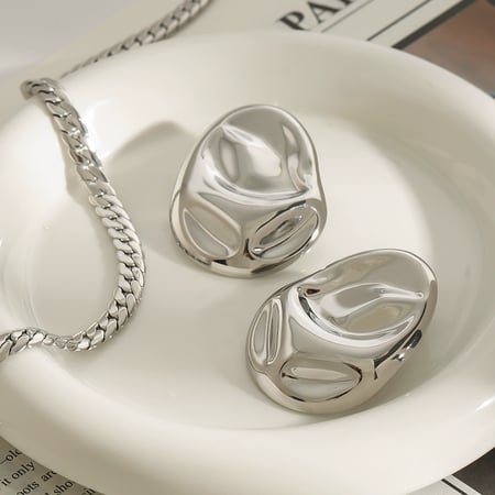 1 paire de boucles d'oreilles à tige irrégulières en acier inoxydable plaqué or pour femme, série simple, vent froid 2