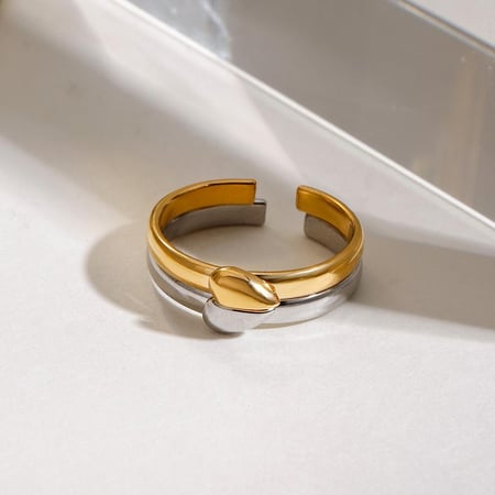 1 Pair Romantic Series Sweet Heart Stainless Steel Couple Gold and Silver Color Women's Adjustable Rings 2