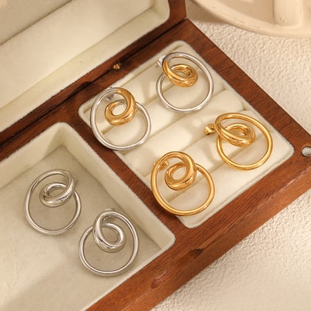 1 Paar einfache, unregelmäßige Ohrstecker aus Edelstahl 2