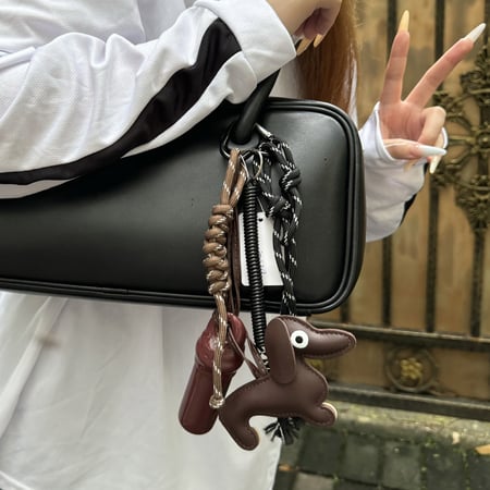 1 Stück Simple Series Niedliche Tier PU Damen Taschenanhänger 2