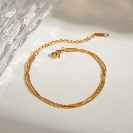 1 Piece Elegant Series Delicate Line Stainless Steel Gold Color Women's Chain Bracelets 2