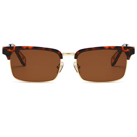 1 Pair of Stylish Semi  Rimmed Metal  Patchwork Protective Women's Sunglasses 2