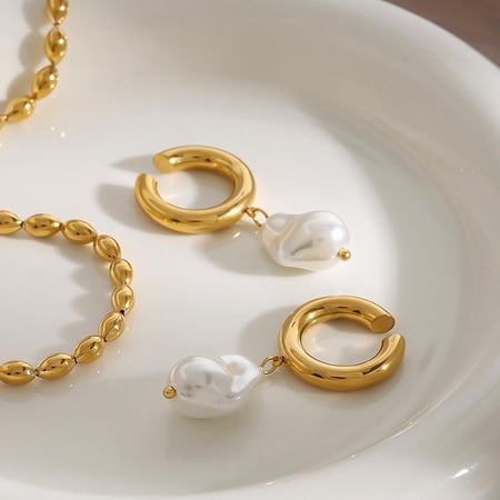 1 paar klassische serie  runde edelstahl gold farbe damen clip-on ohrringe 2