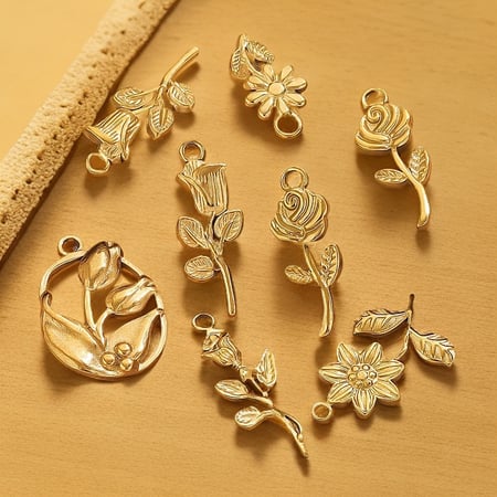 1 Piece Romantic Series Daily Rose Stainless Steel Gold Color Women's Pendants