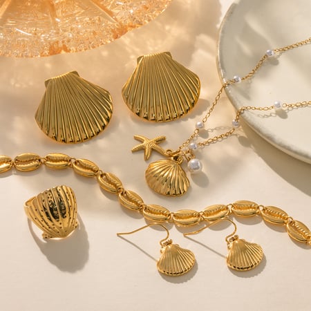 europese en amerikaanse nieuwe marine-elementenserie sieraden voor vrouwen, hoogwaardige luxe niche titanium stalen oorbellen en kettingaccessoires  2