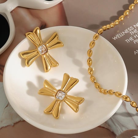 1 paar klassische serie  kreuz edelstahl gold farbe damen ohrstecker 2