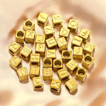 1 Piece Simple Series Letter Square DIY Stainless Steel Gold Color Unisex Pendants