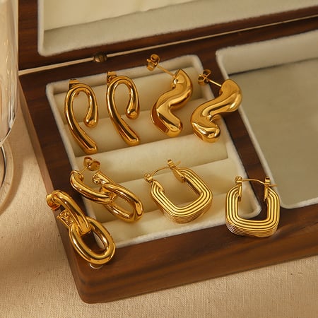 1 pair simple series simple geometric  gold plated stud earrings 2