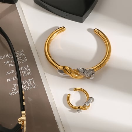 1 Piece Designable Series Original Nail Knot Mixed Color Stainless Steel Gold & Silver Color Women's Bangles
