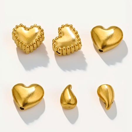 1 Paar Simple Series Simple Heart Edelstahl 18 Karat vergoldete Damenanhänger 2