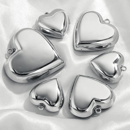 1 Pair Simple Series Simple Heart Stainless Steel Women Pendants 2