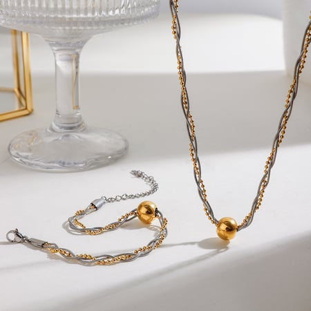 1 piece fashionable series  twine line stainless steel gold & silver color women's chain necklaces
