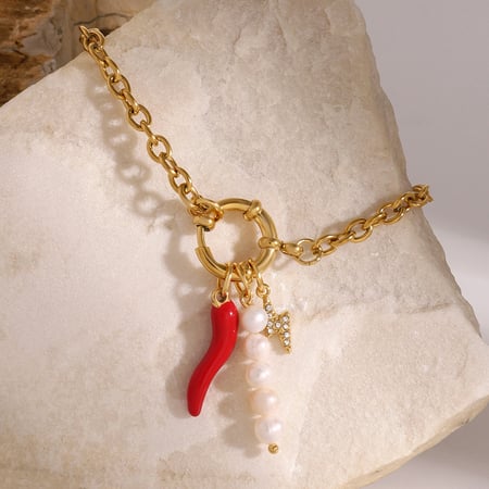 1 stuk eenvoudige serie casual plant roestvrij staal  verguld kunstmatige parel dames bedelarmbanden
