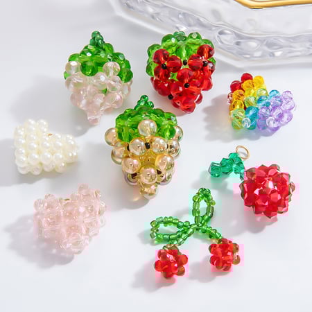 1 Pair Romantic Series Sweet Cherry Glass Woven DIY Women's Pendants 2