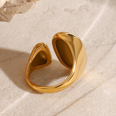 1 stuk moderne roestvrijstalen vergulde zirkonia verstelbare ringen voor dames