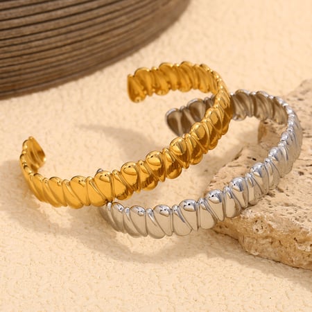 1 Piece Simple Series Classic Droplet Stainless Steel   Gold Color  Women's Bangles 2