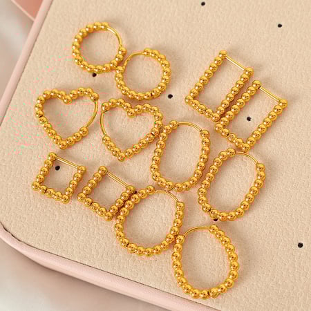 1 pair simple series classic geometric stainless steel  gold plated women hoop earrings 2