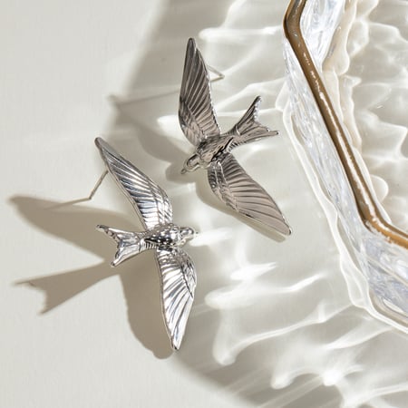1 paar klassische serie elegante vogel edelstahl  vergoldet damen ohrstecker
