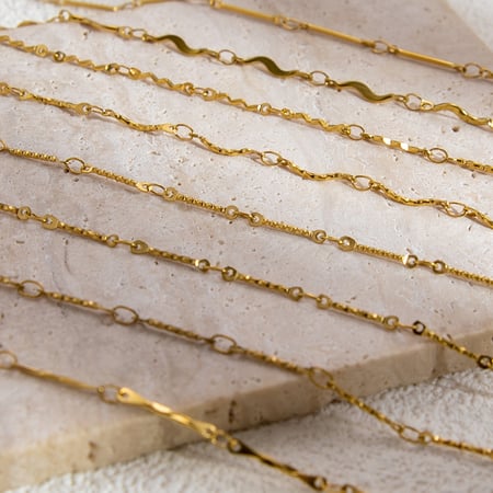 1 Piece Simple Series Daily Solid Color Stainless Steel Gold Color DIY Women's Chain Bracelets