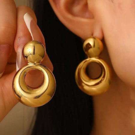 1 paar einfache serie  stil runde edelstahl gold farbe damen ohrstecker 2