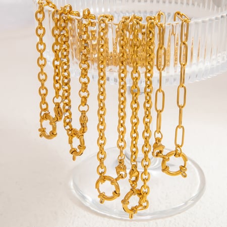 1 Stück Simple Series Klassische einfarbige Edelstahl-Kettenhalsketten mit 18 Karat Goldbeschichtung für Damen