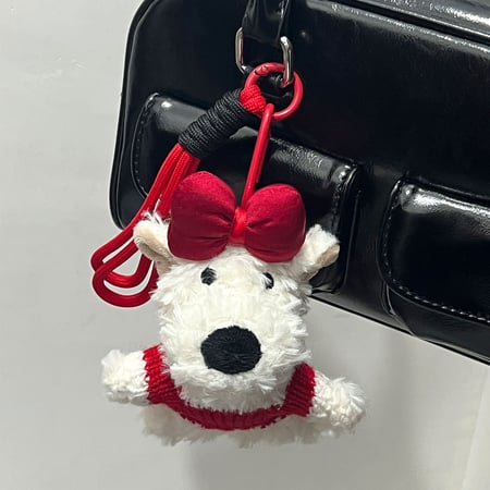 1 Piece Vivid Series Sweet Bowknot Puppy With Sweather Rayon Women's Bag Charms 2