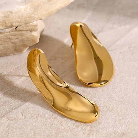 1 Paar Simple Series Einfache, einfarbige Ohrstecker aus Edelstahl mit 18 Karat Goldbeschichtung für Damen 2