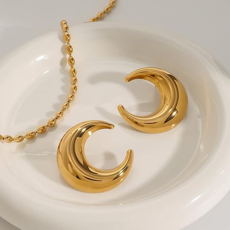 1 paar simple series  mond edelstahl gold farbe damen ohrstecker 2