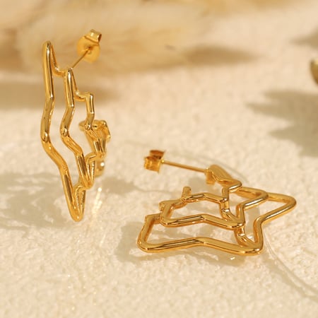 1 Paar Ohrstecker aus Luxuriösem Retro-Geometrischem Titanstahl 18 Karat Vergoldet Für Damen