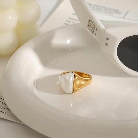 1 stück klassische serie  unregelmäßiger edelstahl goldfarbene damen-einzelringe