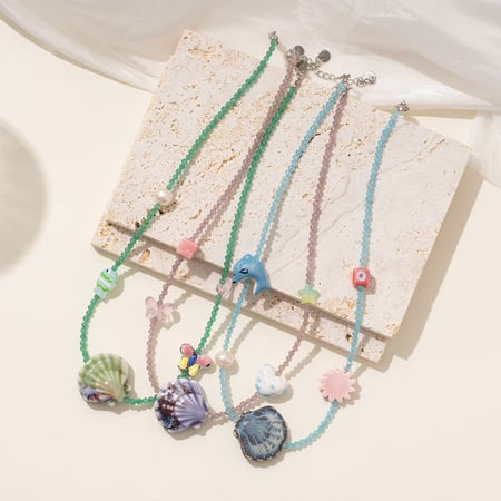 1 Piece Polychrome Series Vacation Intricate Conch Ceramics Crystal Women's Pendant Necklaces 2