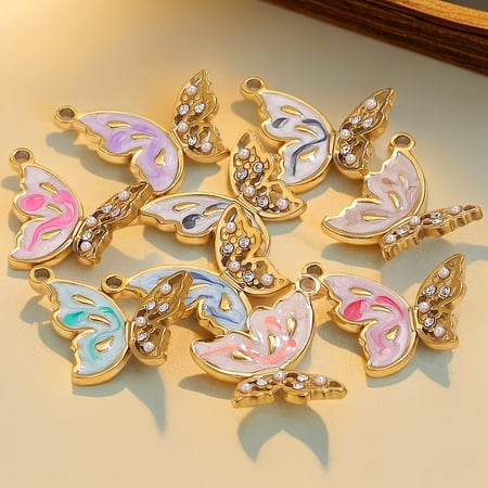 1 stuk romantische serie schattige dieren roestvrij staal goudkleurige strass dames hangers 2