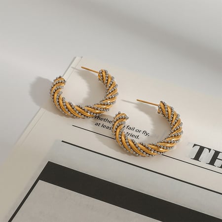 1 paire de boucles d'oreilles créoles pour femme, série romantique, en acier inoxydable plaqué or naturel