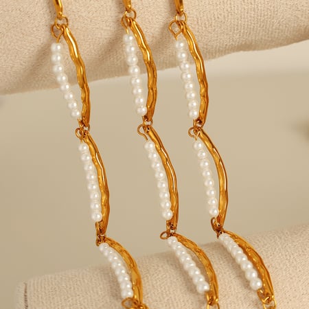 1 stuk eenvoudige serie eenvoudige kralen roestvrij staal  verguld kunstmatige parel dames kralen armbanden