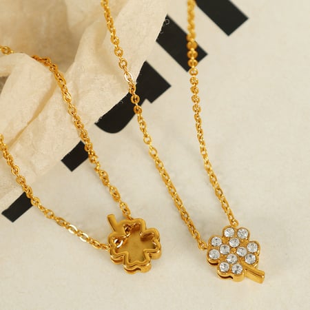 1 piece simple series simple geometric stainless steel  gold plated rhinestone women pendant necklaces