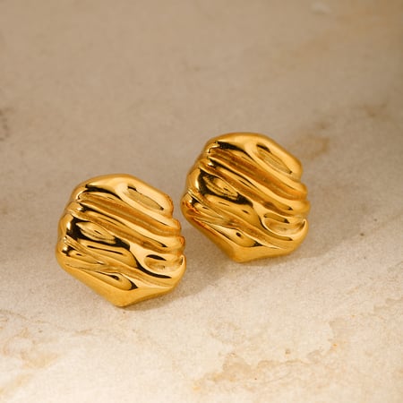 1 Paar Simple Series Einfache, einfarbige Ohrstecker aus Edelstahl mit 18 Karat Goldbeschichtung für Damen 2