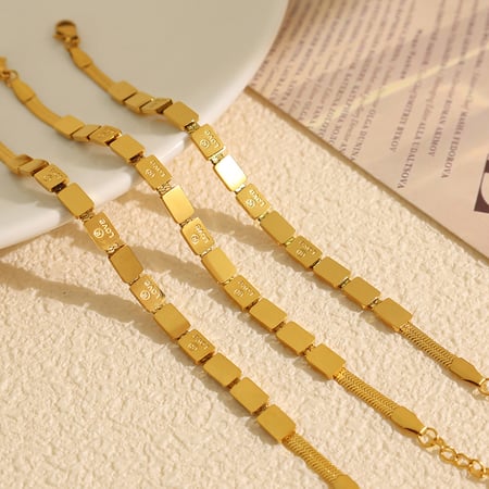 1 stuk eenvoudige serie eenvoudige geometrische roestvrijstalen  vergulde dames bedelarmbanden