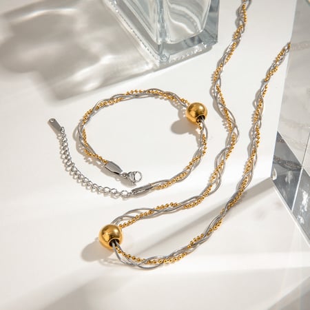 1 piece fashionable series  twine line stainless steel gold & silver color women's chain necklaces 2