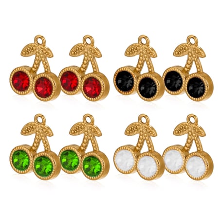 1 Piece Romantic Series Cute Cherry Stainless Steel Gold Color Women's Pendants 2