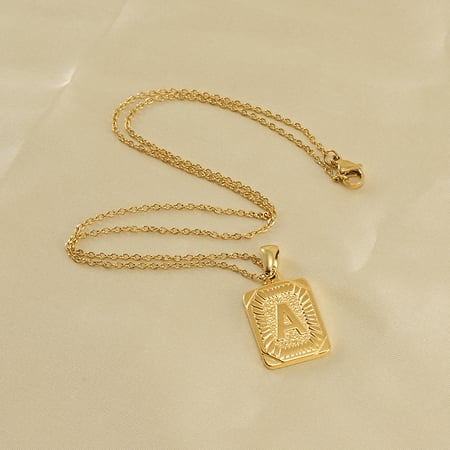 collier pendentif unisexe en acier inoxydable plaqué or , série simple, lettre quotidienne