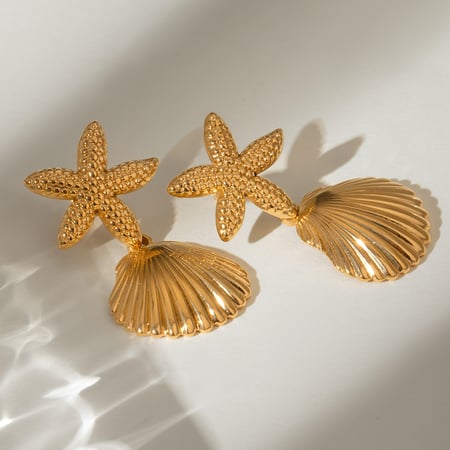 1 pair simple series vacation turtle stainless steel  gold plated women drop earrings