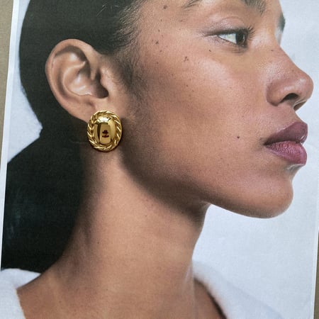  style  gold stainless steel middle smooth hemp rope edge round earrings stainless steel  anti-allergic jewelry 2